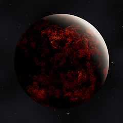 Image showing red planet in space with stars