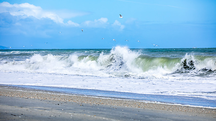 Image showing stormy ocean scenery background