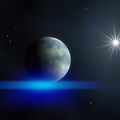 Image showing blue planet in space with stars