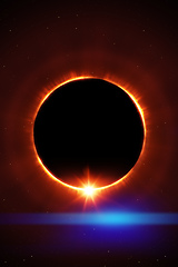 Image showing total sun eclipse with stars and flare