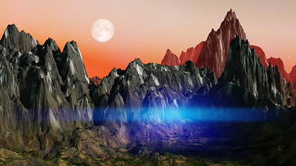 Image showing fantasy landscape scenery at dawn