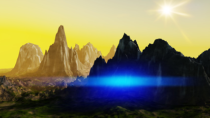 Image showing fantasy landscape scenery at dawn