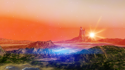 Image showing fantasy landscape scenery at dawn