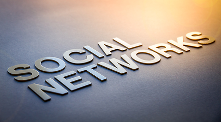 Image showing Word social networks written with white solid letters