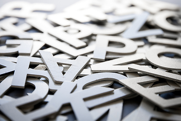 Image showing Mixed letters pile closeup photo