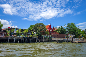 Image showing Buddhist Temple on Khlong, Bangkok, Thailand