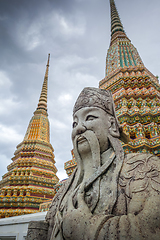 Image showing Chinese Guard statue in Wat Pho, Bangkok, Thailand