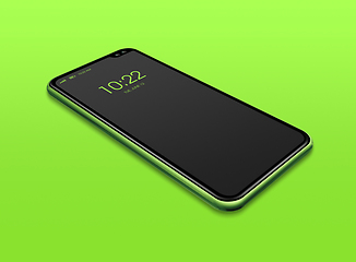 Image showing All-screen black smartphone mockup isolated on green. 3D render