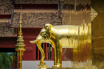 Image showing Gold elephant statue, Wat Phra Singh temple, Chiang Mai, Thailan