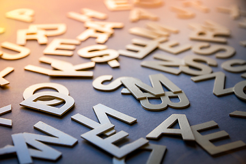 Image showing Mixed letters pile closeup photo