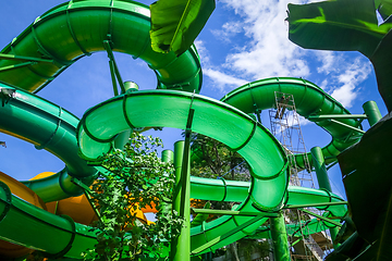 Image showing Water slides in aquapark