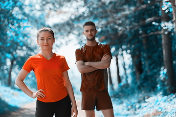 Image showing young couple preparing for a morning run