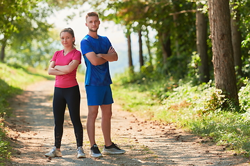 Image showing young couple preparing for a morning run