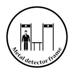 Image showing Stadium metal detector frame with inspecting fan icon