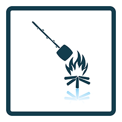 Image showing Camping fire with roasting marshmallow icon