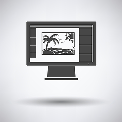 Image showing Icon of photo editor on monitor screen