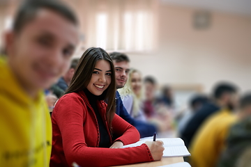 Image showing Students Gruop In the uni Amphitheather