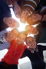 Image showing group of happy young people showing their unity