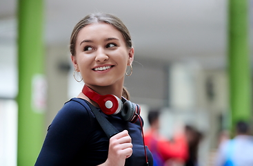 Image showing famel student with modern technology in school