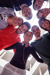 Image showing group of happy young people showing their unity