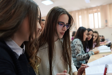 Image showing Students Gruop In the uni Amphitheather