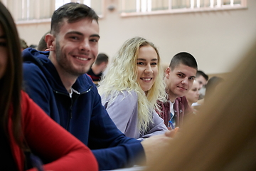 Image showing Students Gruop In the uni Amphitheather