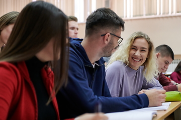 Image showing Students Gruop In the uni Amphitheather