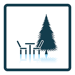 Image showing Park seat and pine tree icon