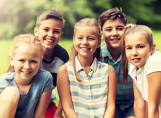 Image showing group of happy kids or friends outdoors