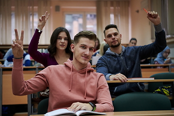 Image showing Students Gruop In the uni Amphitheather