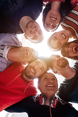 Image showing group of happy young people showing their unity