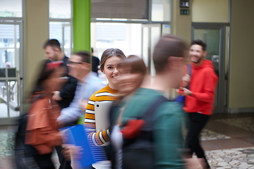 Image showing famel student with modern technology in school