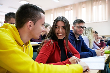 Image showing Students Gruop In the uni Amphitheather