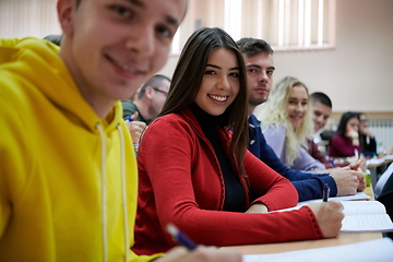 Image showing Students Gruop In the uni Amphitheather