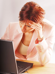 Image showing A tired woman