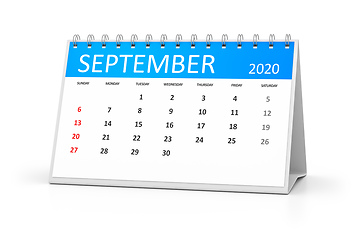 Image showing table calendar 2020 september