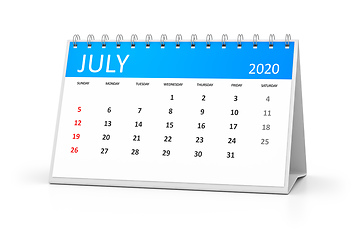 Image showing table calendar 2020 july