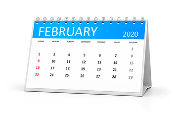 Image showing table calendar 2020 february