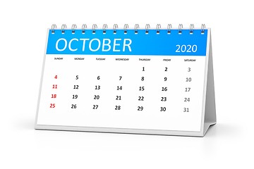 Image showing table calendar 2020 october