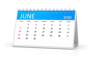 Image showing table calendar 2020 june