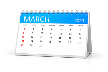 Image showing table calendar 2020 march