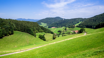 Image showing landscape with wind energy in the black forest area Germany