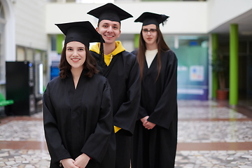 Image showing Group of diverse international graduating students celebrating