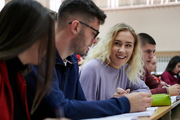 Image showing Students Gruop In the uni Amphitheather