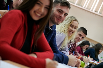 Image showing Students Gruop In the uni Amphitheather