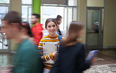 Image showing famel student with modern technology in school