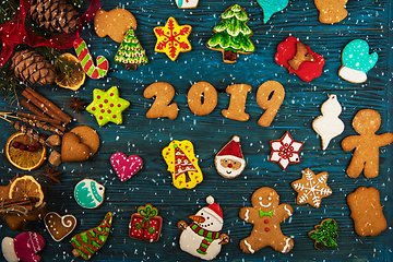 Image showing Different ginger cookies 2019 year