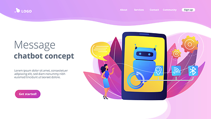 Image showing Chatbot virtual assistant via messagingconcept landing page.