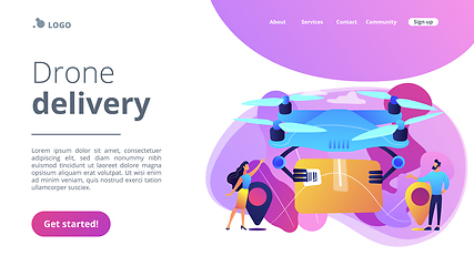 Image showing Drone delivery concept landing page.