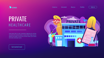 Image showing Private healthcare concept landing page.